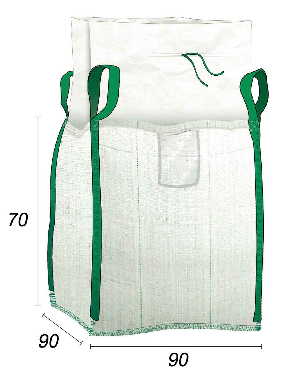 big bag 0,5 m3 z mankietem zamykającym - 90x90x70