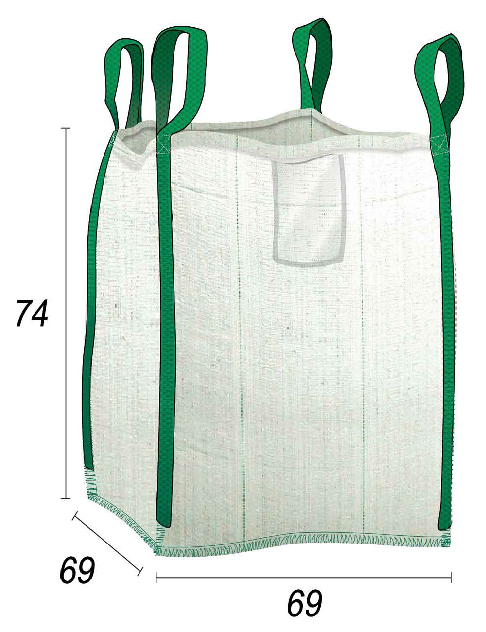 worek budowlany, nośność 0,5 t — pojemność 300 l — wymiary 65 x 65 x 70 cm