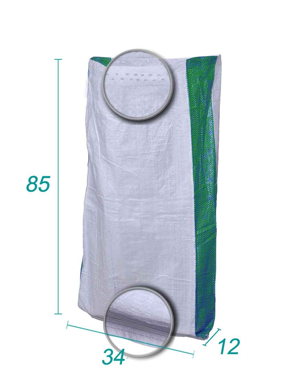 worek pp z fałdą boczną, kolor zielony; wymiary 34 x 85 x 12 cm; pojemność 30 l