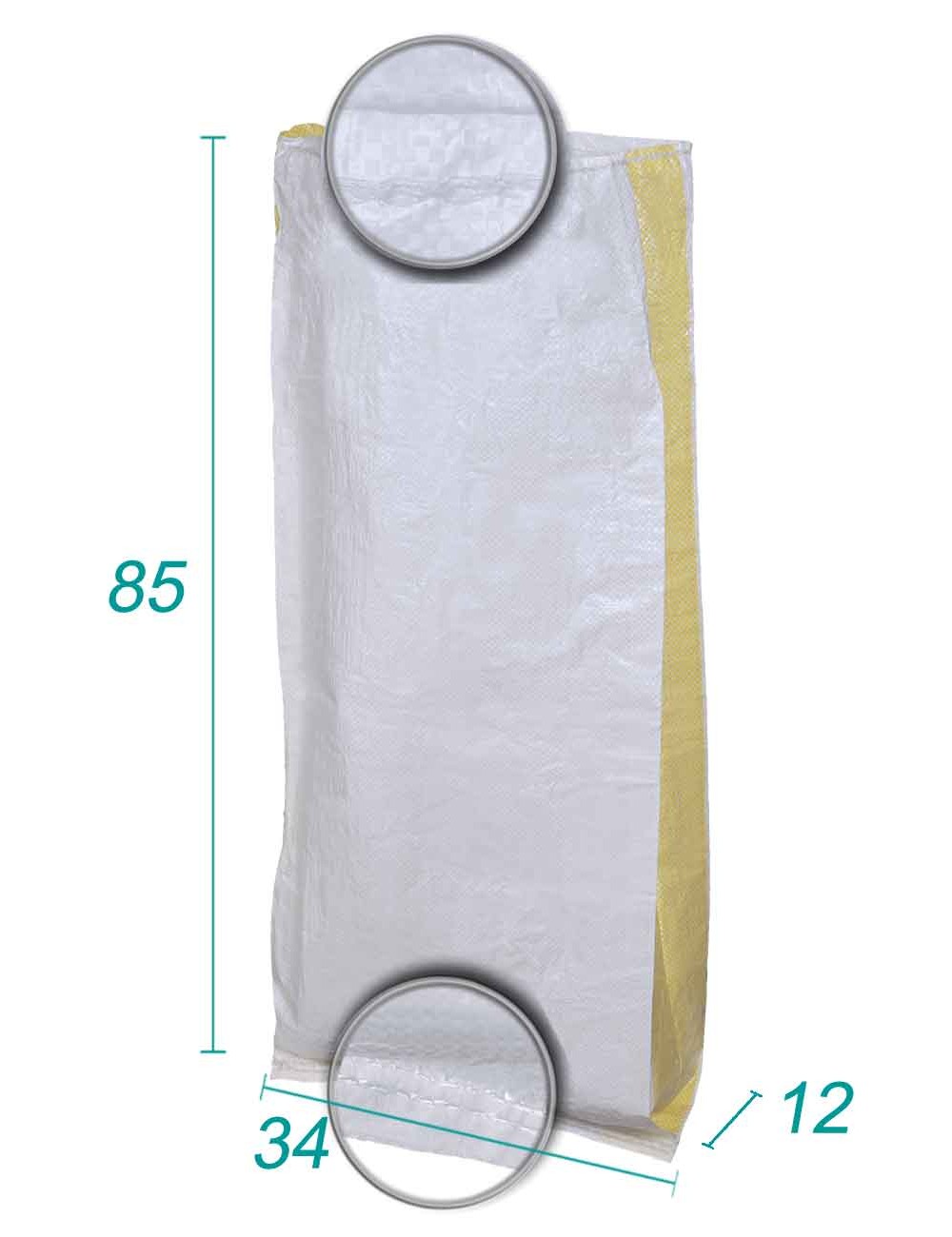 worek tkany żółty z pp z fałdą 34x85x12 - 30 litrów