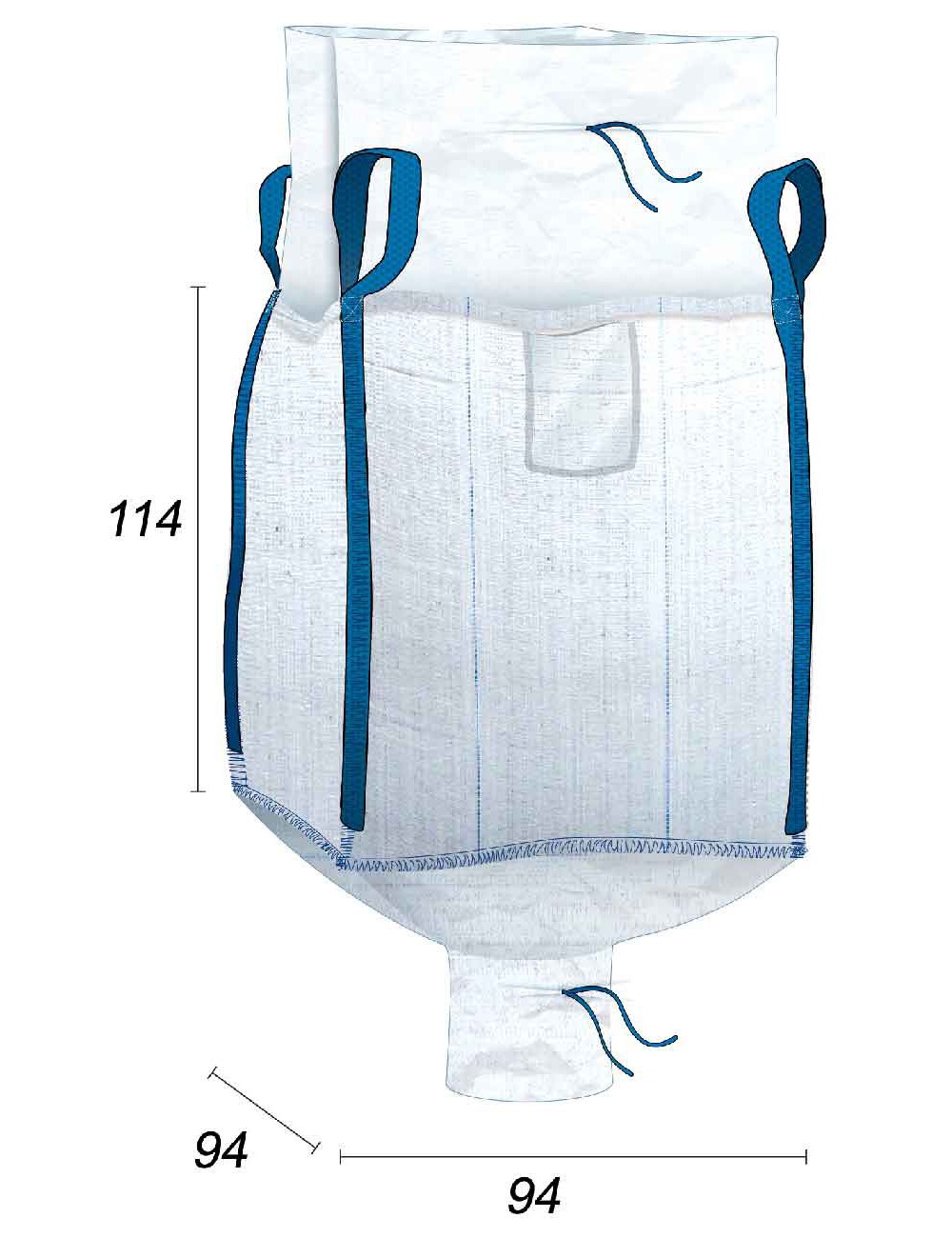 big bag do magazynowania kruszyw z rynną spustową